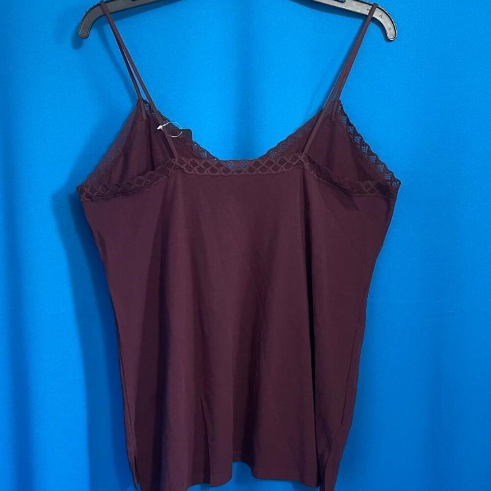 NWT $56 NATORI BLISS LACE TRIM CAMISOLE / CAMI TANK SIZE XL X - LARGE COLOR VINO - Picture 6 of 14